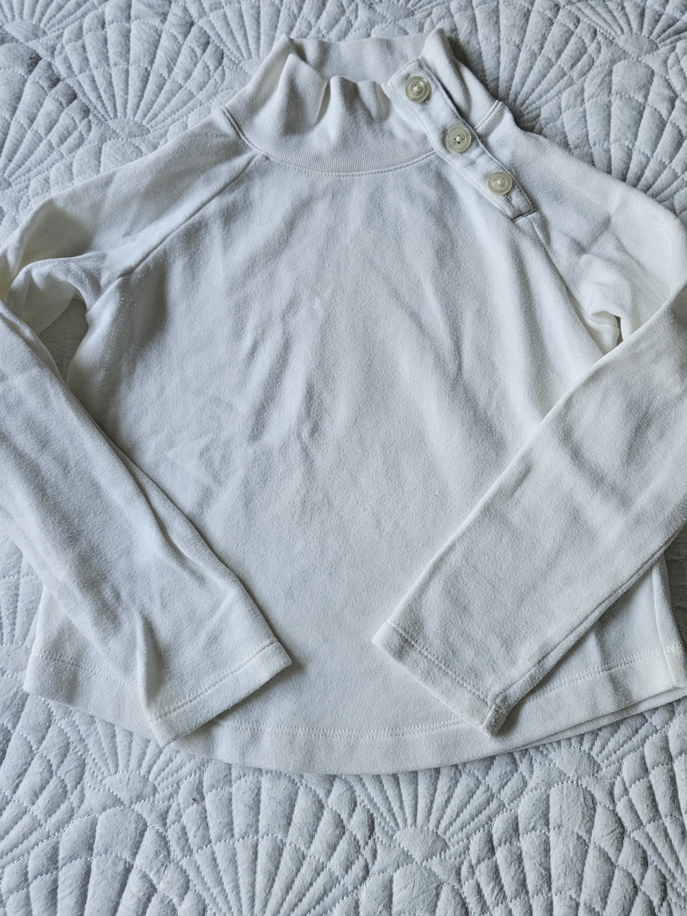 Crewcuts Cream Button-Shoulder Turtleneck Sweater